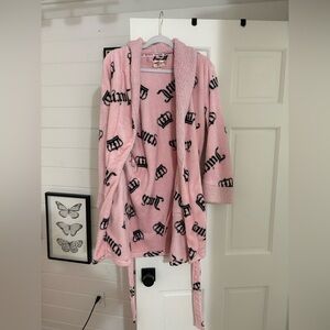 Practically brand new Juicy Couture Pink Robe with Black Lettering